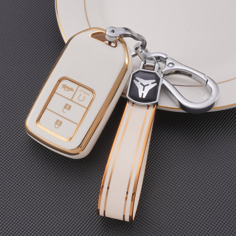 Acto TPU Gold Series Car Key Cover With TPU Gold Key Chain For Honda WR-V