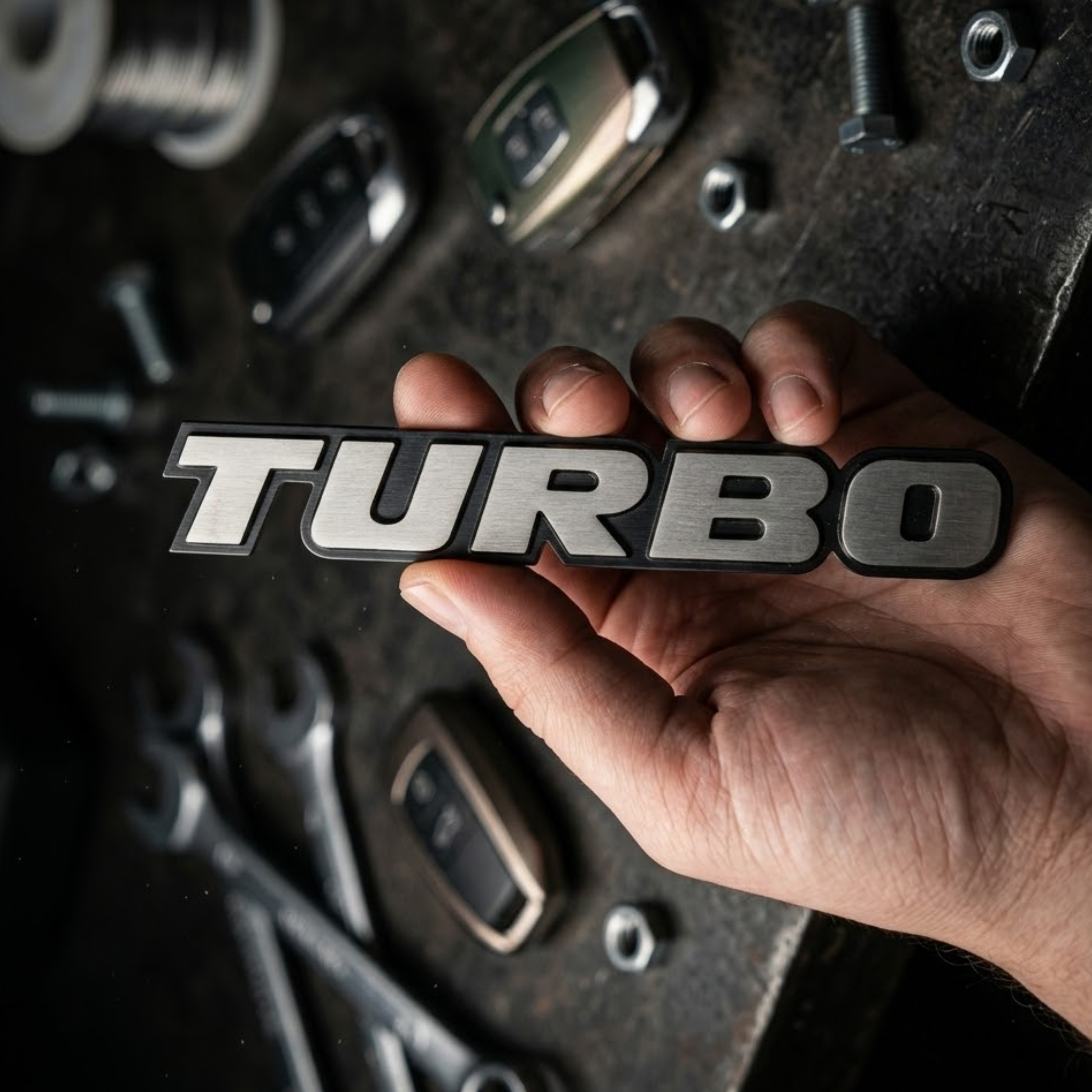 Carsonify 3D Metal TURBO Car Badge Emblem Sticker | Premium Aluminum Alloy Chrome TURBO Logo Decal | Self-Adhesive Metallic Badge for Car, Bike & SUV Exterior | Stylish Auto Styling Accessory