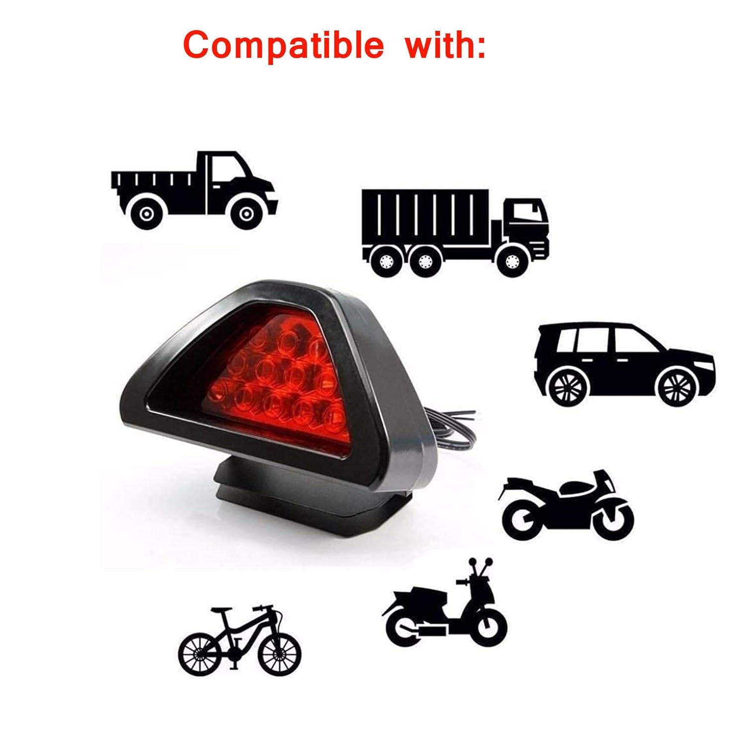 Car Rear Brake Light Style Universal 12V LED Red Compatible with Car/Motorbike