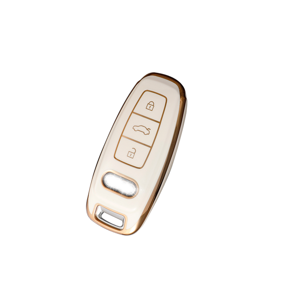 Acto TPU Gold Series Car Key Cover With TPU Gold Key Chain For Audi Q7