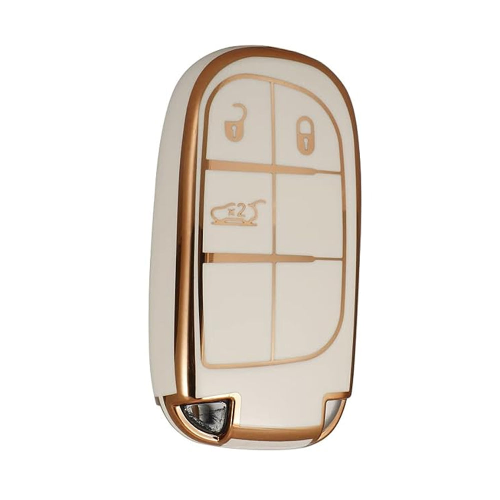 Acto TPU Gold Series Car Key Cover With Diamond Key Ring For Jeep Meridian