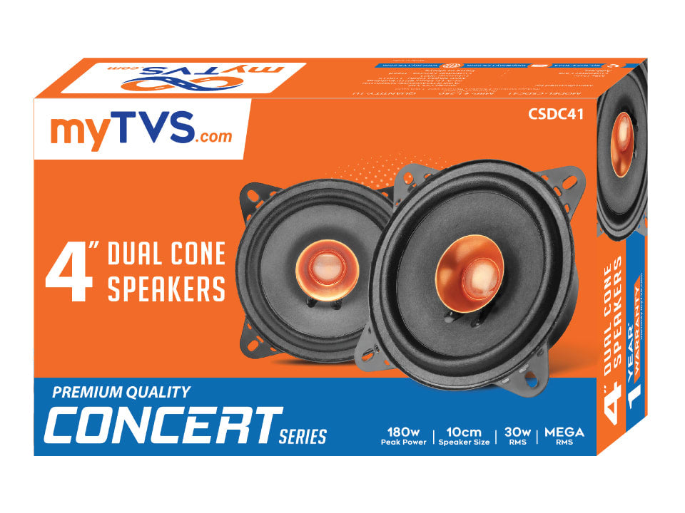 myTVS 4" Dual Cone Car Speakers with mega bass 180W