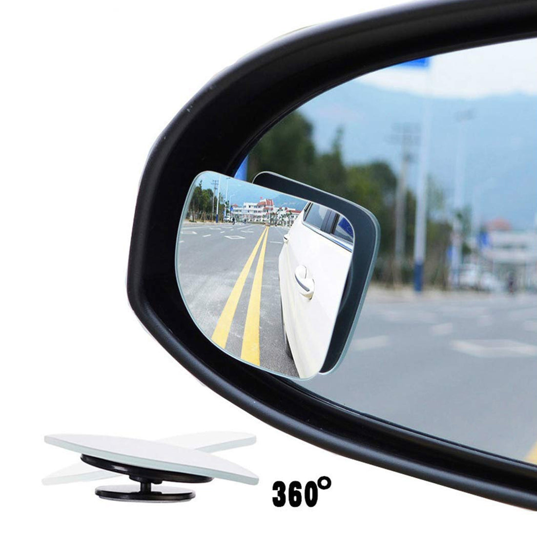 Car Blind Spot Mirrors Adjustable 360 Degree Wide Angle Rear Side View 3R Parking Mirror Left and Right - 2PC