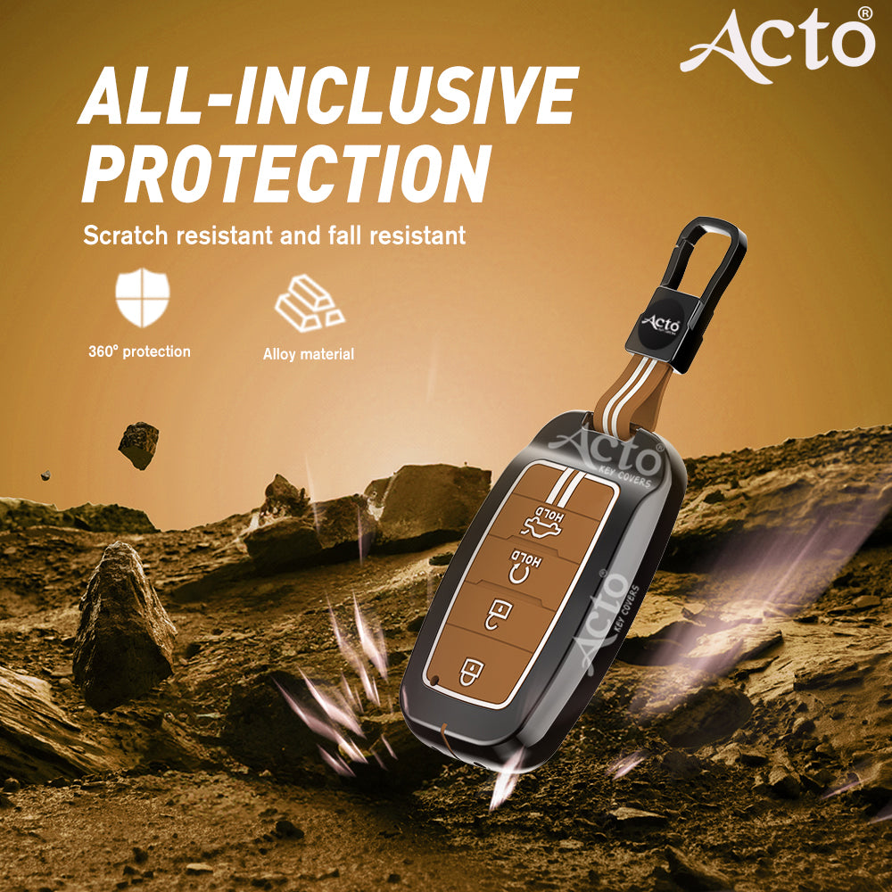 Acto Metal Sapphire Key Cover and Key chain Compatible with KIA Seltos & Sonet Pack of 1 Set (Glow in the Night)