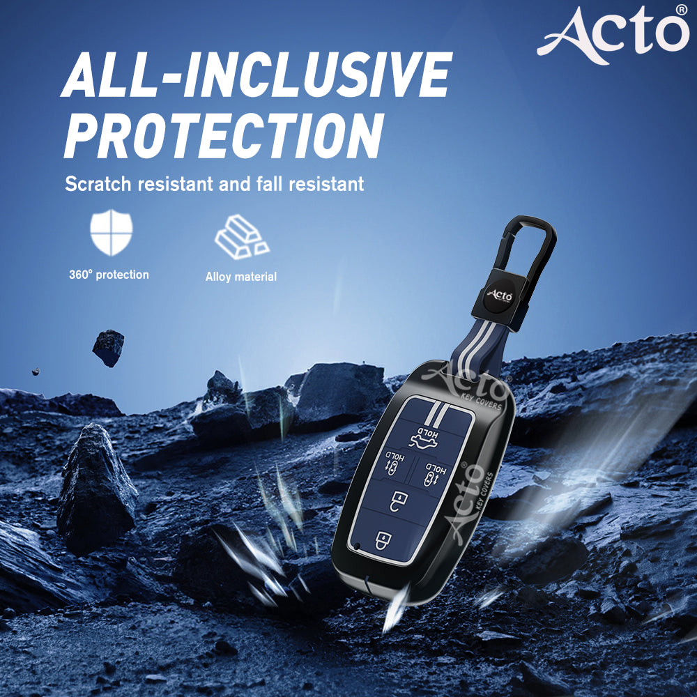 Acto Metal Sapphire Key Cover and Key chain KIA Carnival Compatible with  Pack of 1 Set (Glow in the Night)