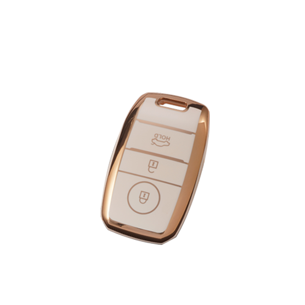 Acto TPU Gold Series Car Key Cover With TPU Gold Key Chain For Kia Seltos