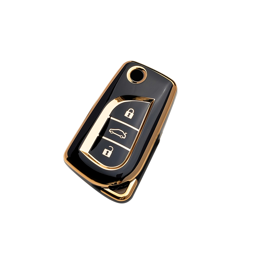 Acto TPU Gold Series Car Key Cover With TPU Gold Key Chain For Toyota Crysta