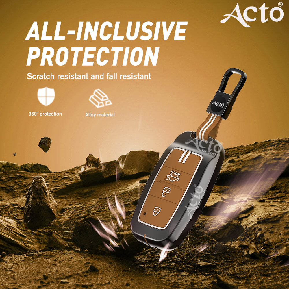 Acto Metal Sapphire Key Cover and Key chain KIA Seltos & Carens Compatible with  Pack of 1 Set (Glow in the Night)