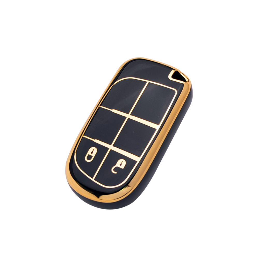 Acto TPU Gold Series Car Key Cover With TPU Gold Key Chain For Jeep Compass