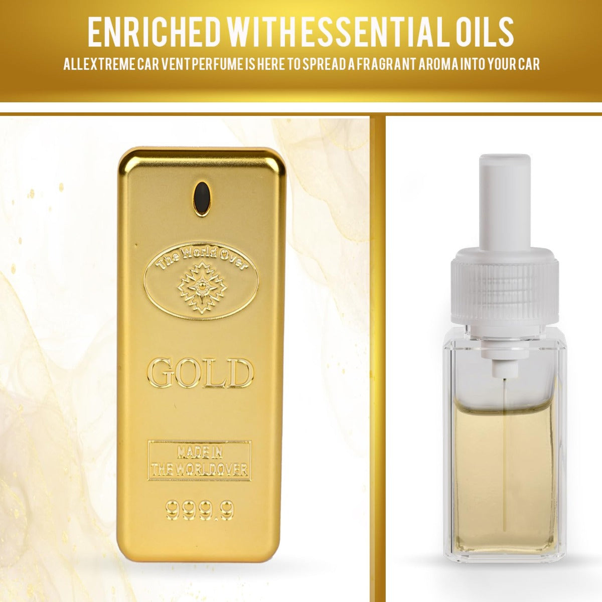 Car AC Vent Gold Biscuit Perfume Long Lasting Fragrance Spill-proof Auto Interior Accessories for Car & Offices (8ml)