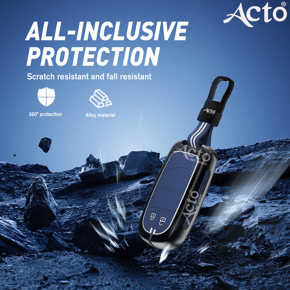 Acto Metal Sapphire Key Cover and Key chain Jeep Compass & Compass Trailhawk Compatible with  Pack of 1 Set (Glow in the Night)