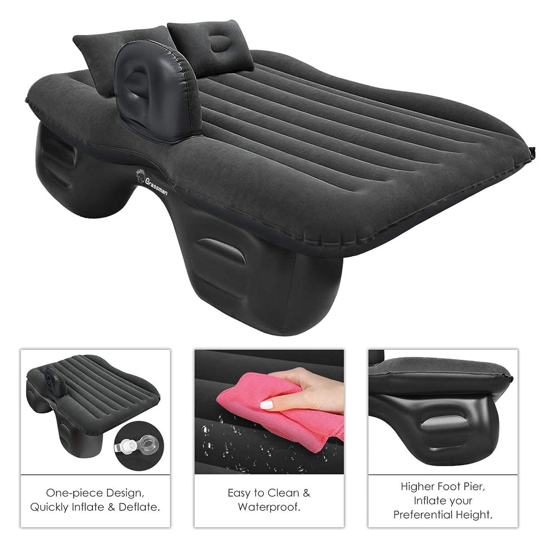 Premium Car Inflatable Bed with Pump & 2 Air Pillow Quick Inflatable Back Seat Bed