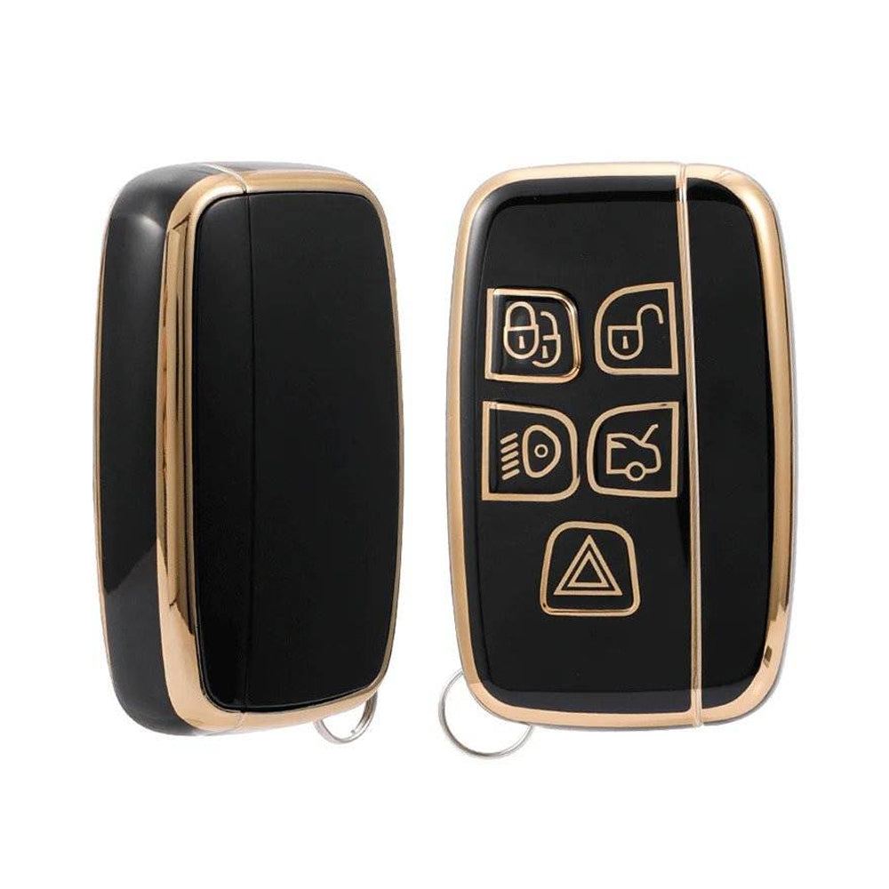 Acto TPU Gold Series Car Key Cover With Diamond Key Ring For Jaguar XF