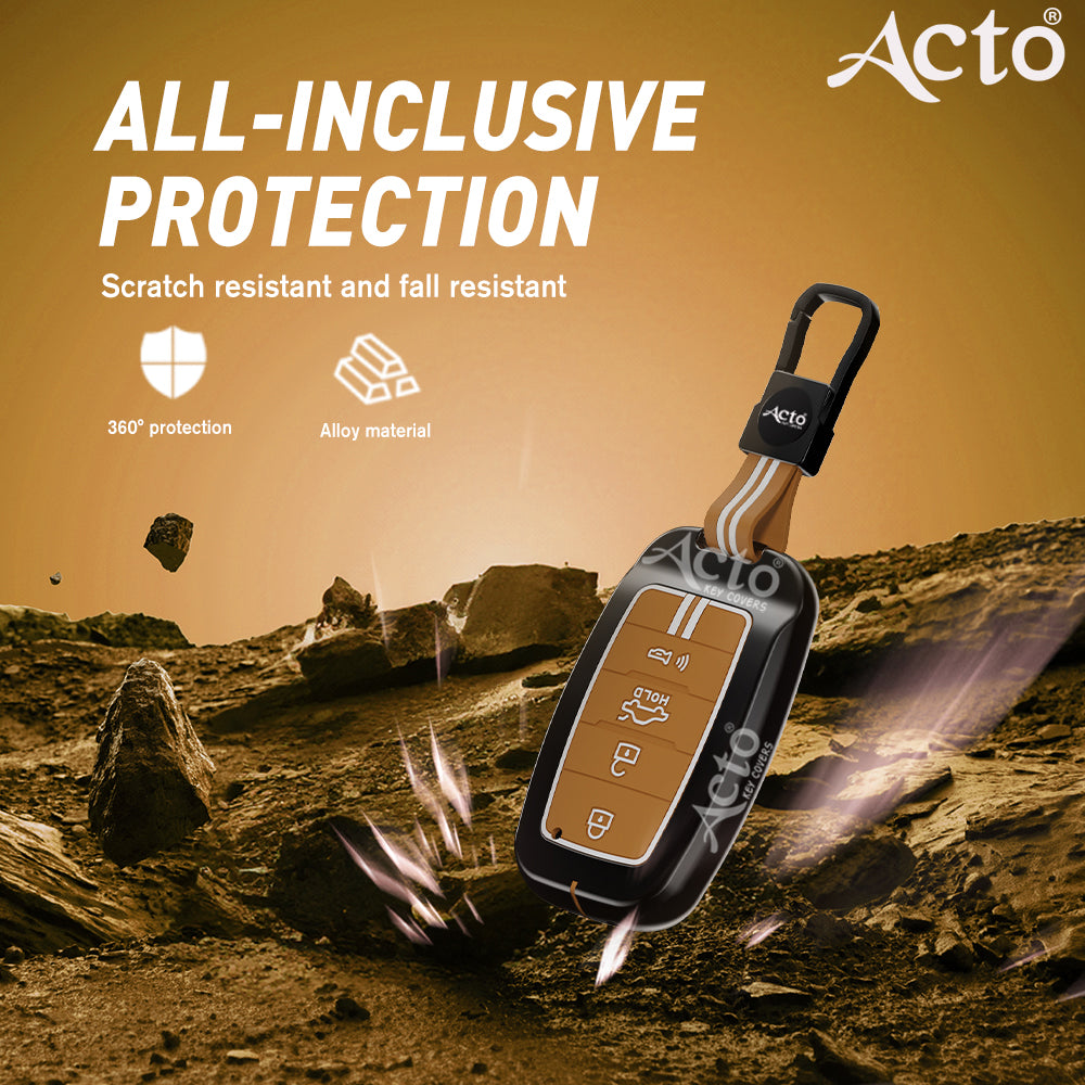 Acto Metal Sapphire Key Cover and Key chain Compatible with KIA Seltos & Sonet Pack of 1 Set (Glow in the Night)