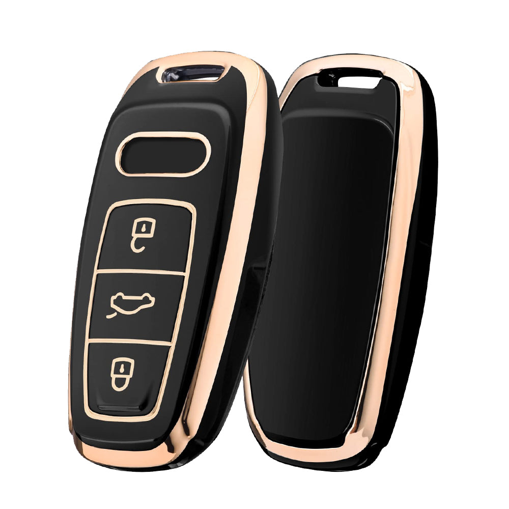 Acto TPU Gold Series Car Key Cover With Diamond Key Ring For Audi A8