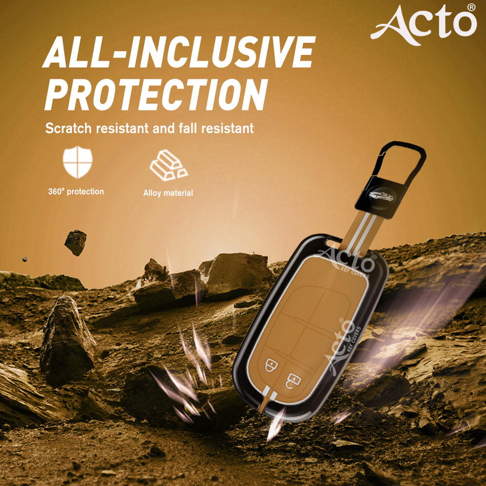 Acto Metal Sapphire Key Cover and Key chain Jeep Compass & Compass Trailhawk Compatible with  Pack of 1 Set (Glow in the Night)