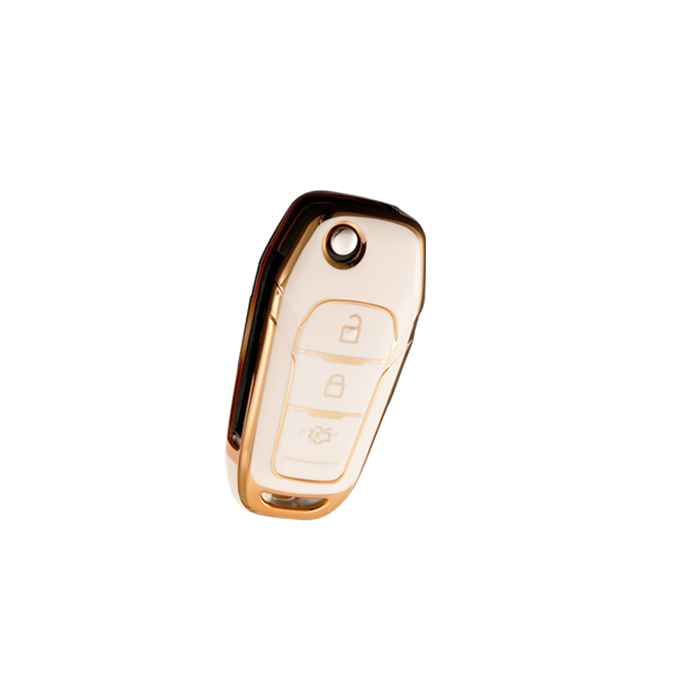 Acto TPU Gold Series Car Key Cover With TPU Gold Key Chain For Ford Fiesta Flipkey