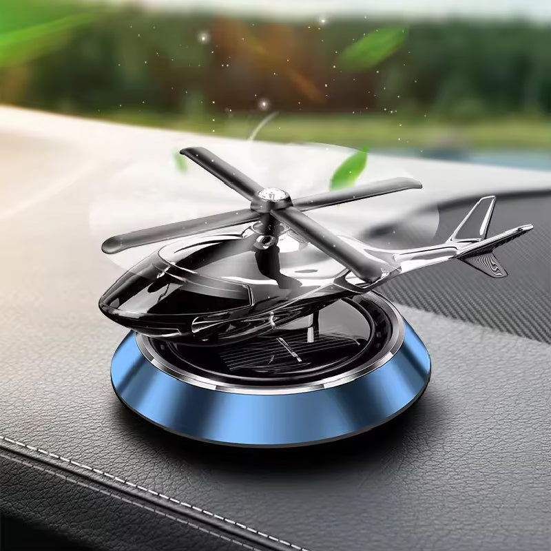 Solar Powered Rotating Helicopter Aromacure Furnishing Air Freshener Tablet for Car Interior