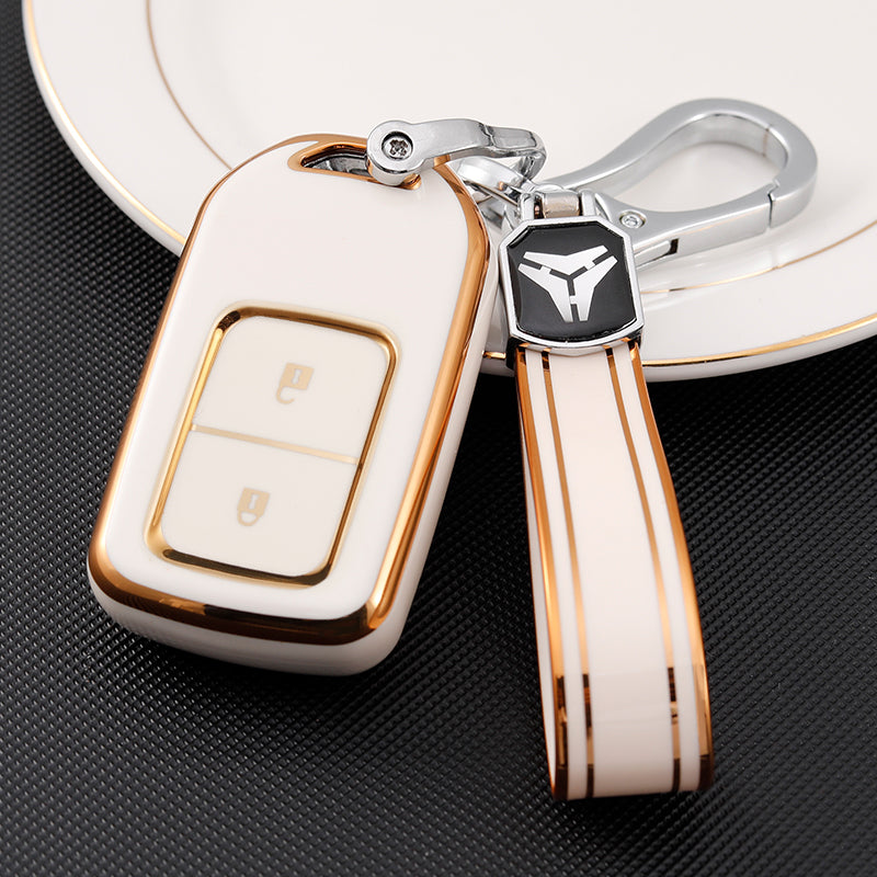 Acto TPU Gold Series Car Key Cover With TPU Gold Key Chain For Honda BR-V