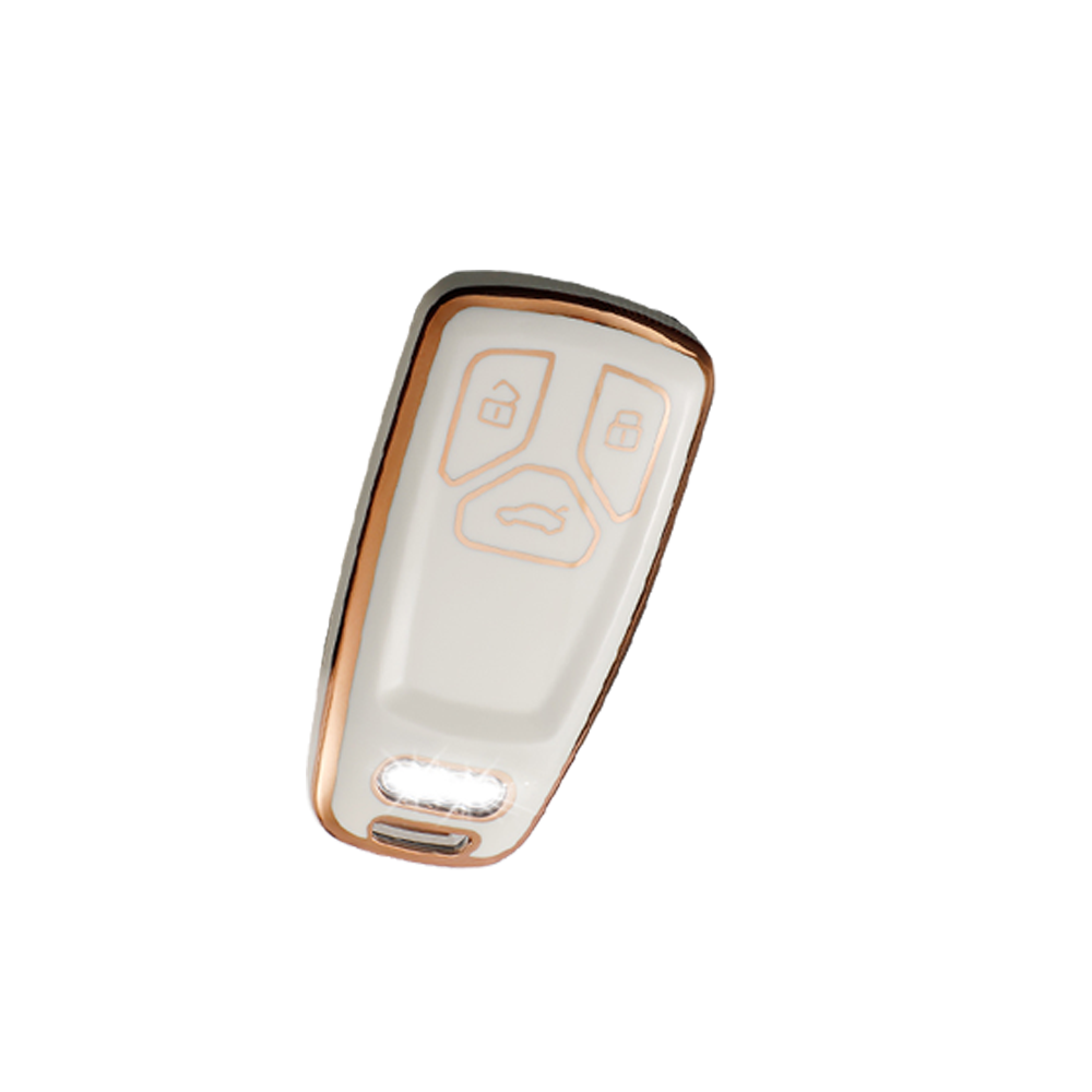 Acto TPU Gold Series Car Key Cover With TPU Gold Key Chain For Audi Q5