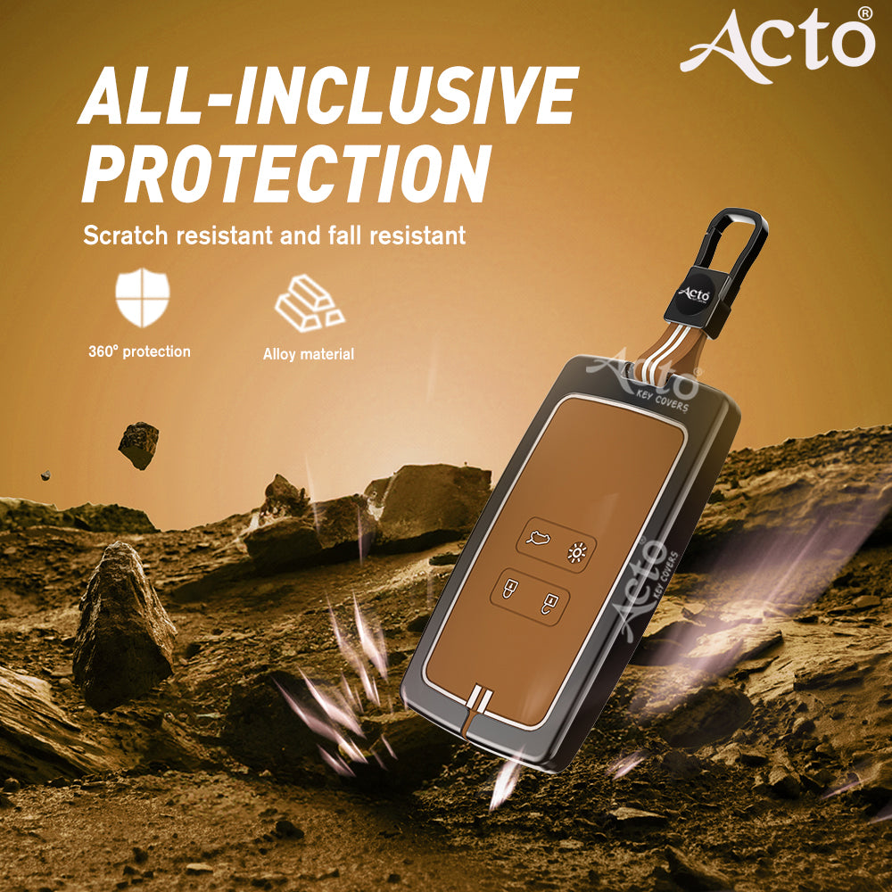 Acto Metal Sapphire Key Cover and Key chain Renault Triber & Kiger Compatible with  Pack of 1 Set (Glow in the Night)