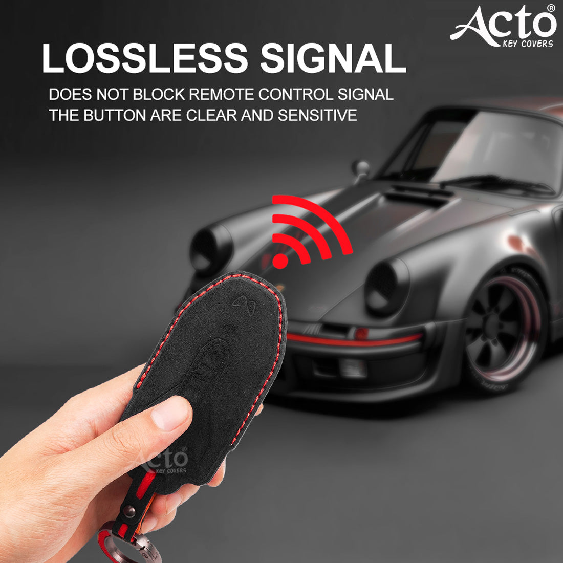 ACTO Alcantara Key Cover and Key Chain in Dashing Color – Compatible with Mahindra BE-6 4-Button Smart Key (Pack of 1)