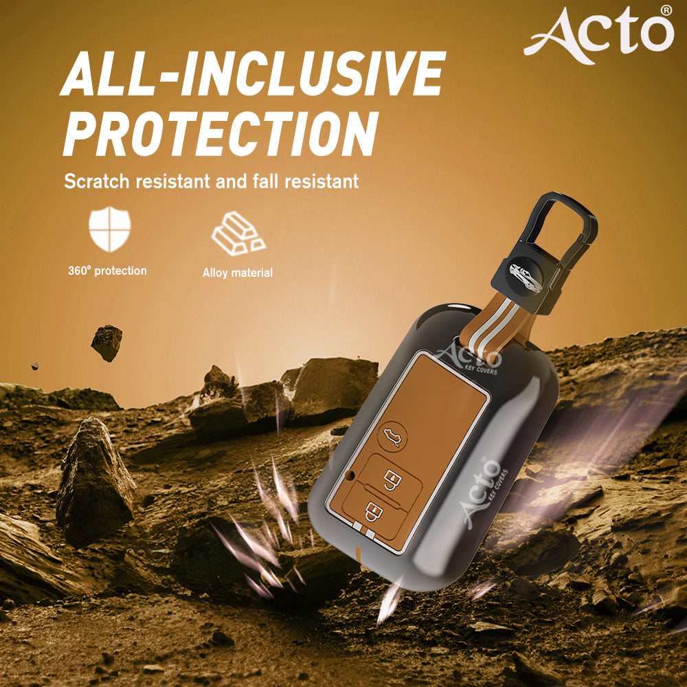 Acto Metal Sapphire Key Cover and Key chain Compatible with Suzuki New Dzire I New Ertiga Pack of 1 Set (Glow in the Night)