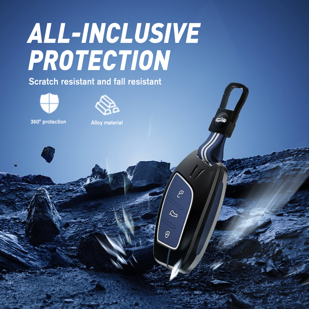 Acto Metal Sapphire Key Cover and Key chain Compatible with MG Astor I Hector I Comet EV I Hector plus I Gloster I ZS EV I ZS Pack of 1 Set (Glow in the Night)