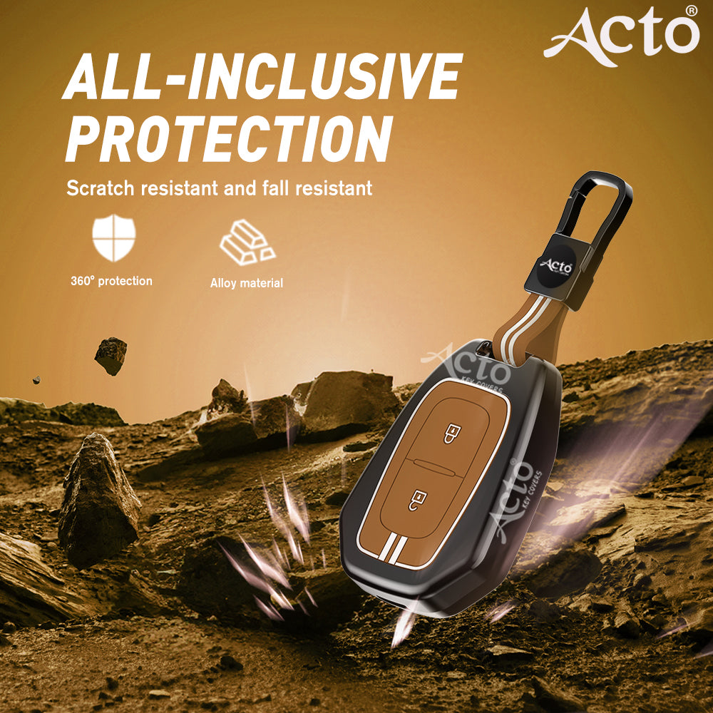 Acto Metal Sapphire Key Cover and Key chain Renault Duster, Kwid & Triber Compatible with  Pack of 1 Set (Glow in the Night)
