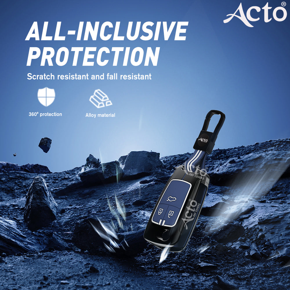 Acto Metal Sapphire Key Cover and Key chain Compatible with Chevrolet Cruze Pack of 1 Set (Glow in the Night)