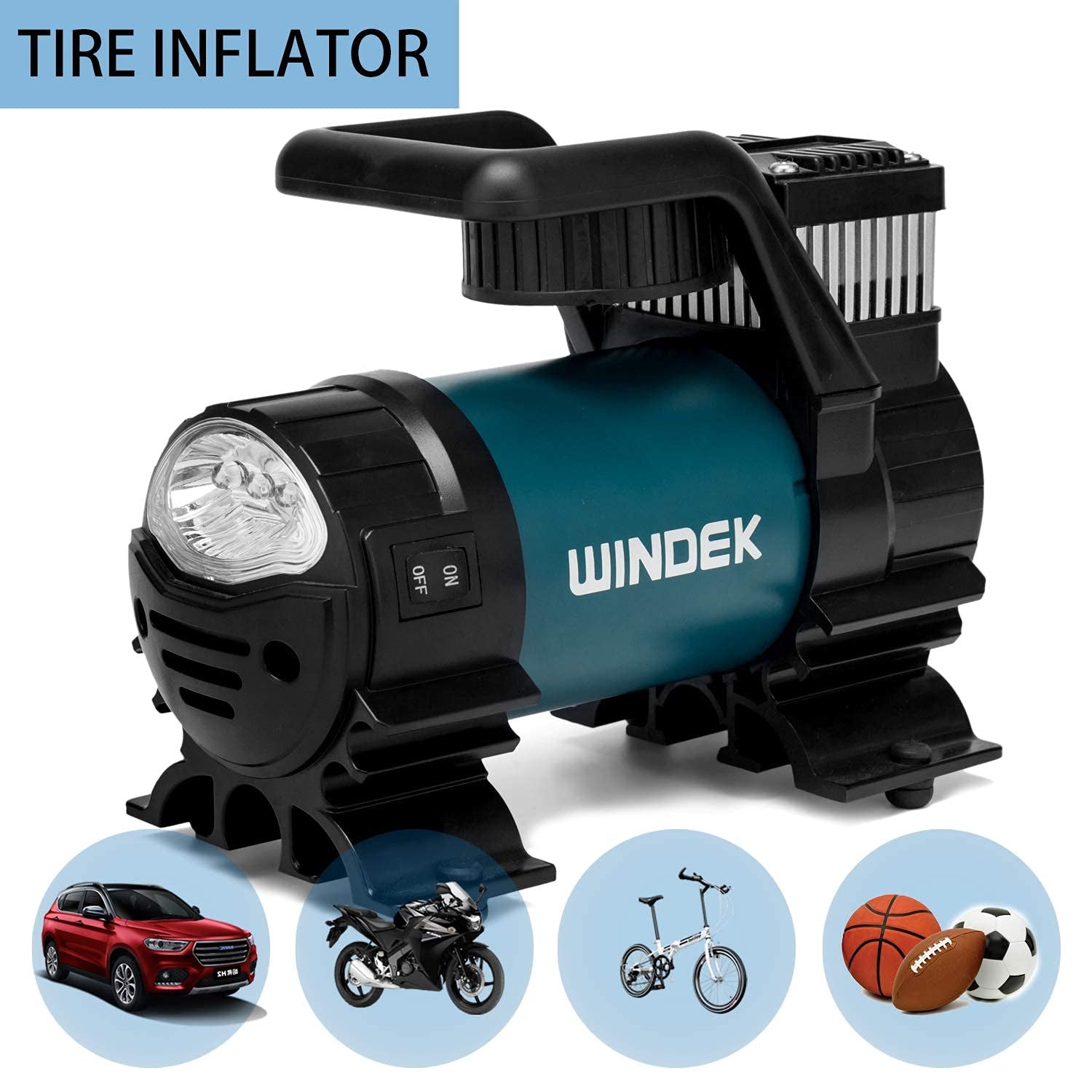 Windek 4001 Heavy Duty Tyre Inflator with Advanced Design, Speedy Inflation Air Pump Compatible with All Bike & Car