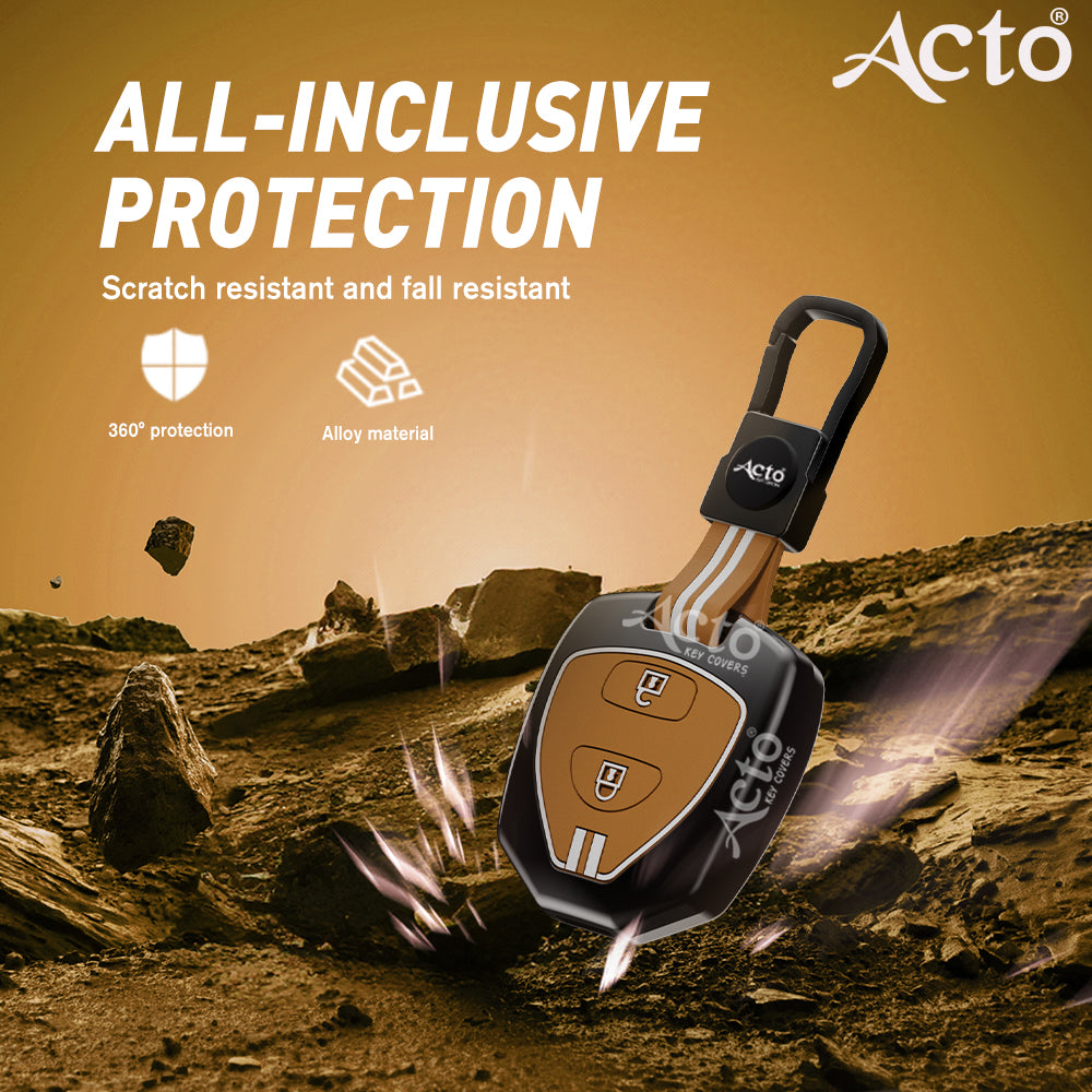 Acto Metal Sapphire Key Cover and Key chain Compatible with Toyota Camry, Corolla, Fortuner, Innova Pack of 1 Set (Glow in the Night)