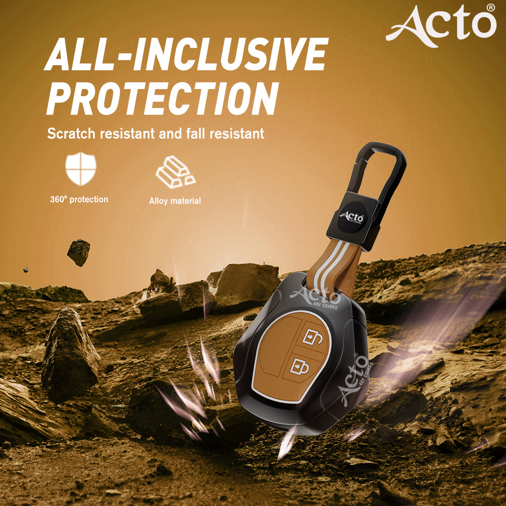 Acto Metal Sapphire Key Cover and Key chain Compatible with Suzuki Swift I Alto I Alto K-10 I Alto 800 I Baleno I Breeza I Celerio I Dzire I Ciaz I Ignis I S-cross I Ertiga I XL-6 I Spresso I Ritz I SX4 I WagonR Pack of 1 Set (Glow in the Night)