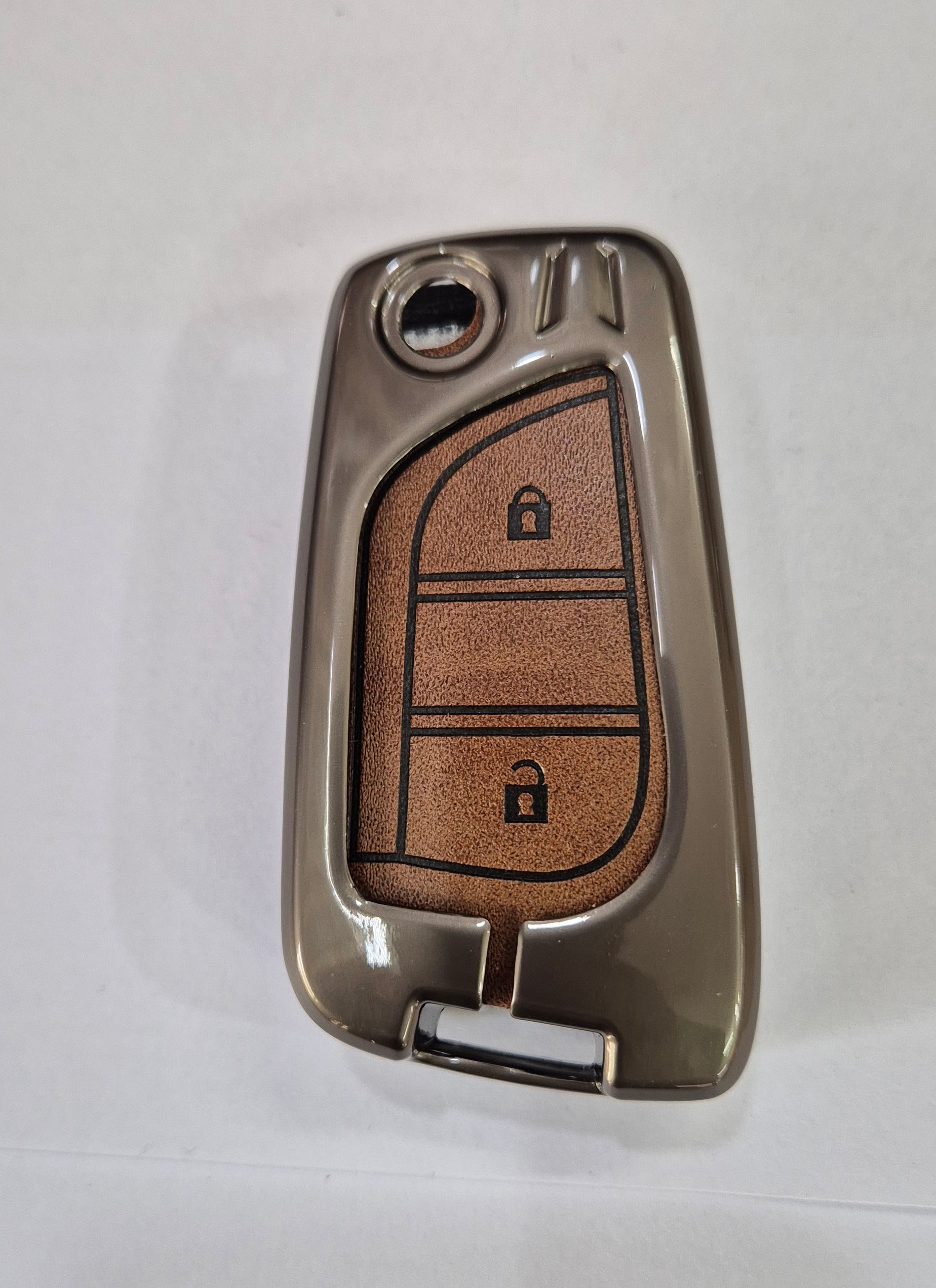 ACTO Metal Leather Car key cover with key chain Compatible With Toyota