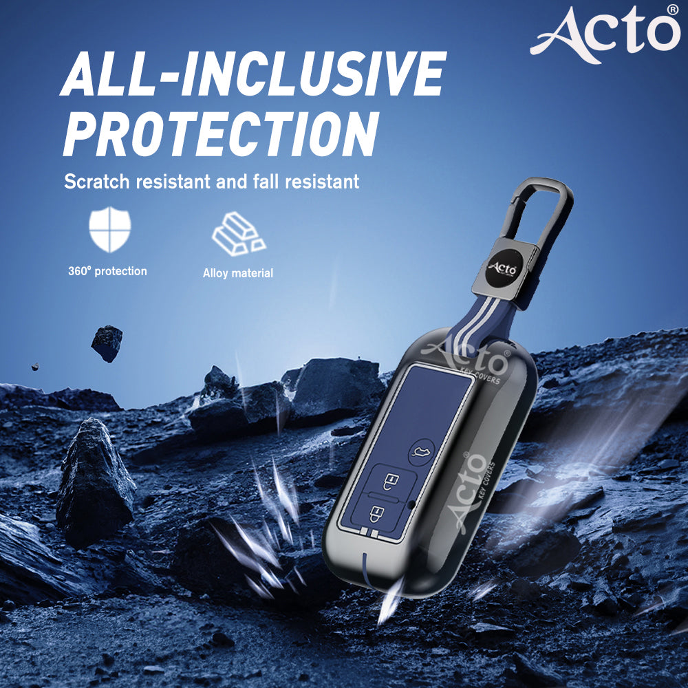 Acto Metal Sapphire Key Cover and Key chain Compatible with Suzuki New Dzire I New Ertiga Pack of 1 Set (Glow in the Night)