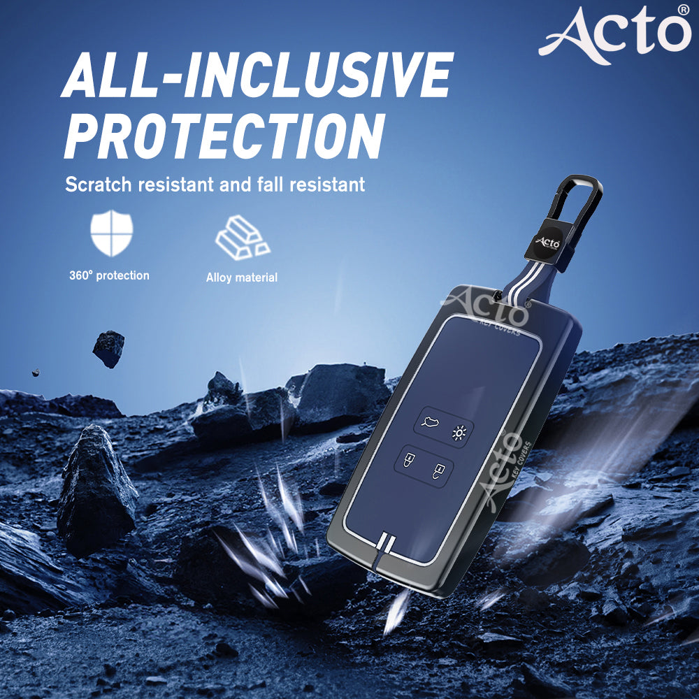 Acto Metal Sapphire Key Cover and Key chain Renault Triber & Kiger Compatible with  Pack of 1 Set (Glow in the Night)