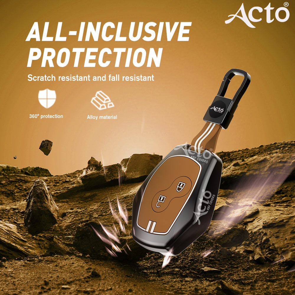 Acto Metal Sapphire Key Cover and Key chain Renault Duster, Lodgy, Logan & Verito Compatible with  Pack of 1 Set (Glow in the Night)