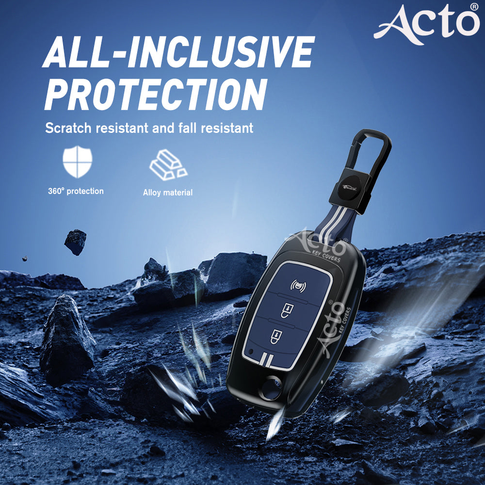 Acto Metal Sapphire Key Cover and Key Chain Compatible with Mahindra Xuv300 Pack of 1 Set (Glow in the Night)