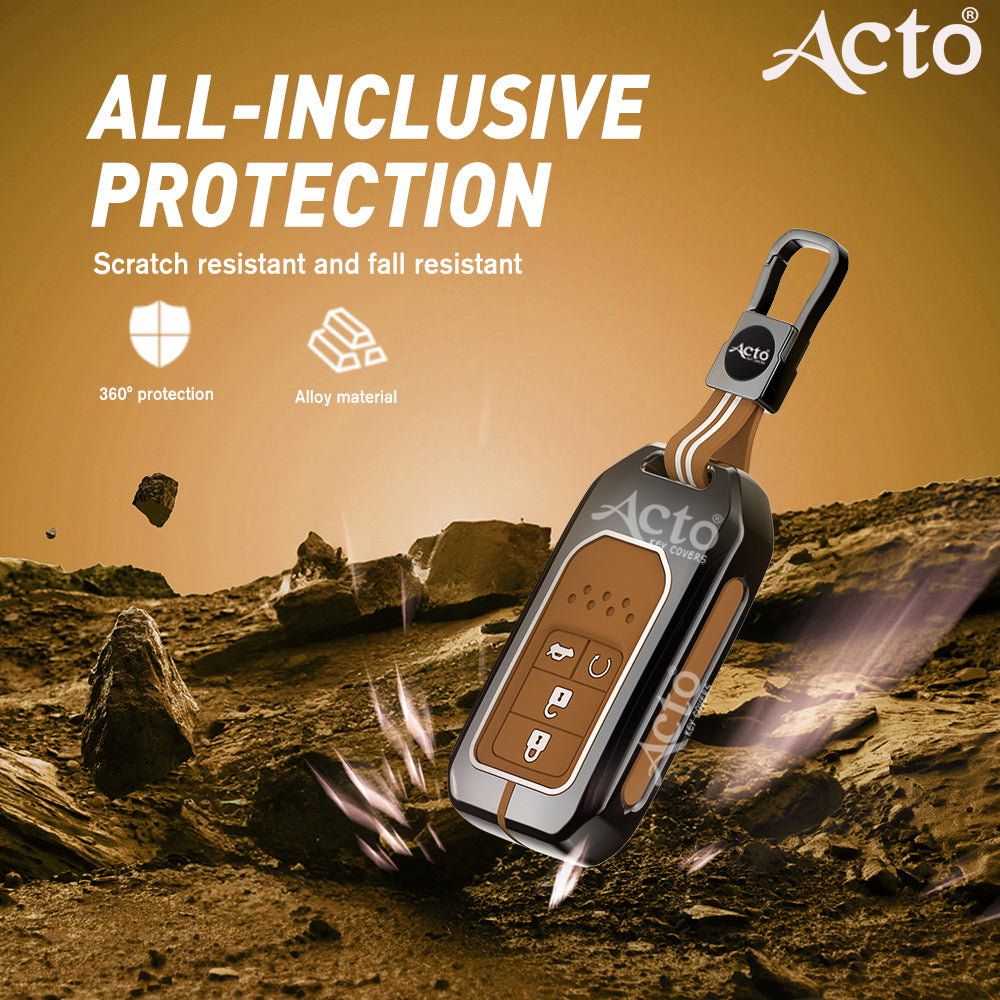 Acto Metal Sapphire Key Cover and Key chain Compatible with Honda Accord, Civic, WR-V, BR-V, CR-V, City, Jazz Pack of 1 Set (Glow in the Night)