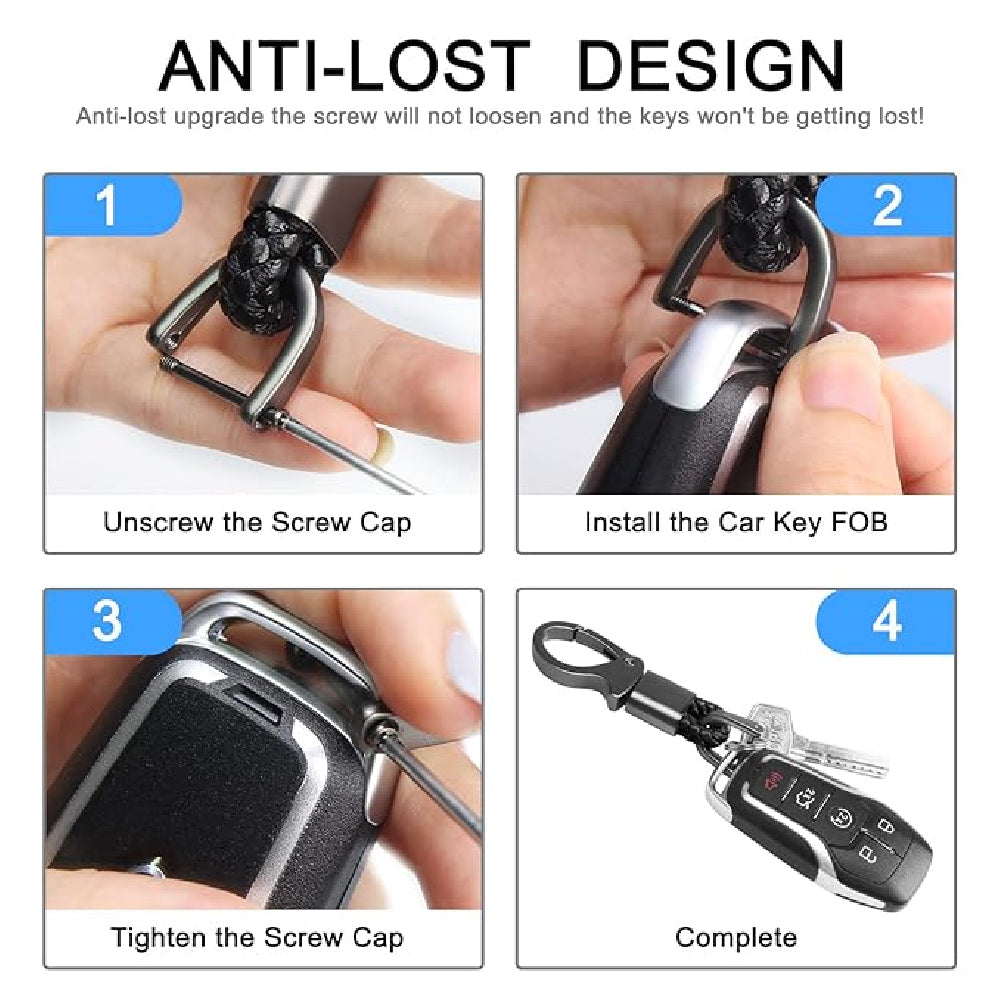 Keychain Leather Strap PU Rope Hook Key ring Key Chain in Black