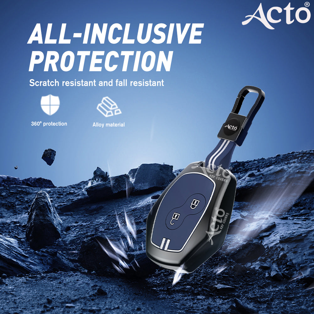 Acto Metal Sapphire Key Cover and Key chain Renault Duster, Lodgy, Logan & Verito Compatible with  Pack of 1 Set (Glow in the Night)
