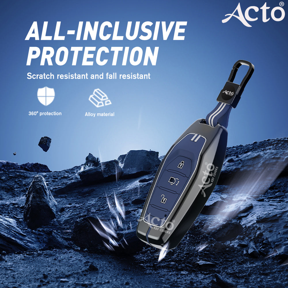 Acto Metal Sapphire Key Cover and Key chain Compatible with Mahindra Xuv500 Pack of 1 Set (Glow in the Night)