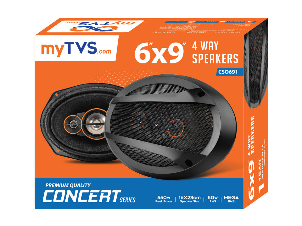 myTVS 6 X 9" 4 Way Oval Car Speakers 500W for All Cars