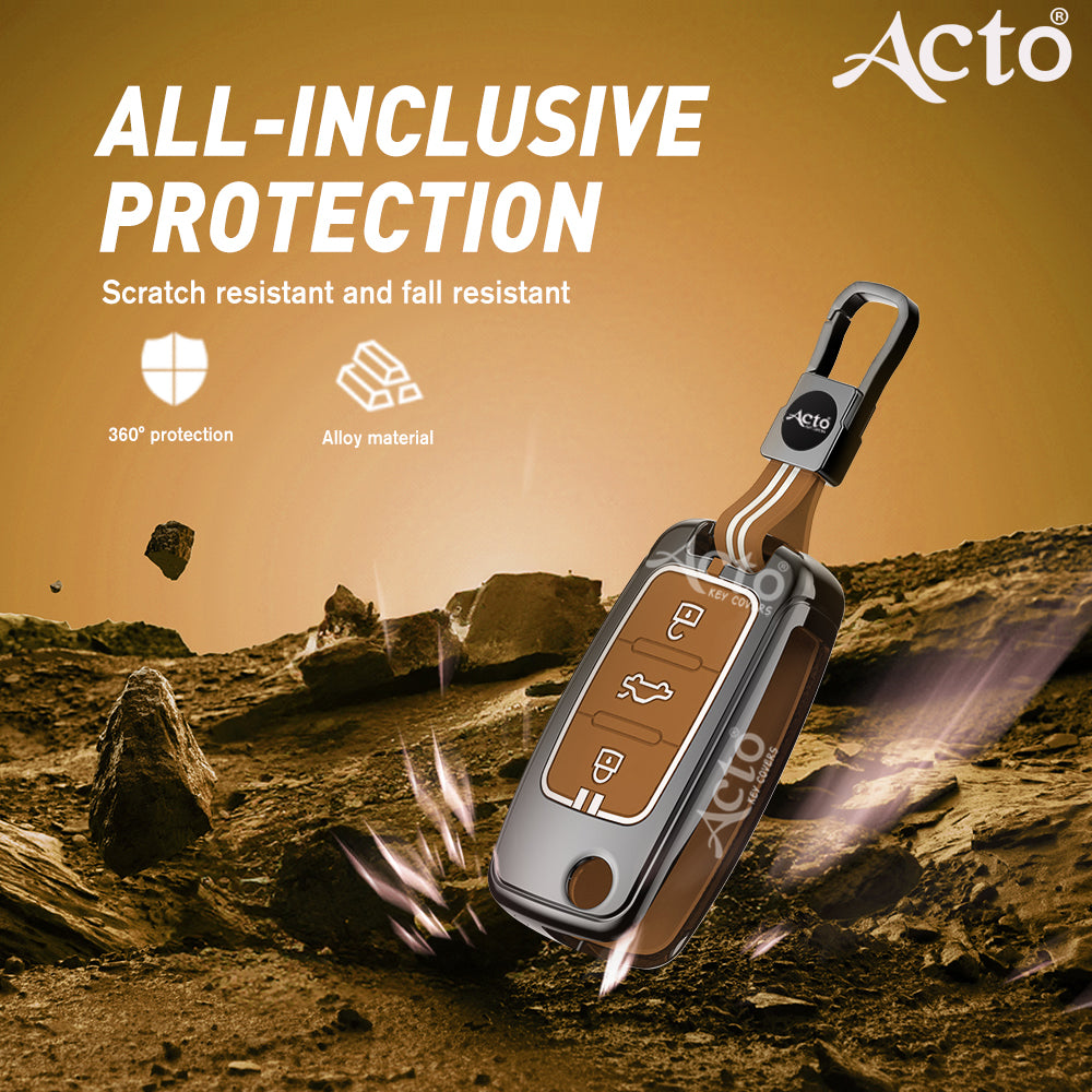 Acto Metal Sapphire Key Cover and Key chain Volkswagen & Škoda Ameo, Jetta, Octavia, Rapid, Vento, Fabia, Laura, Polo, Superb & Yeti Compatible with  Pack of 1 Set (Glow in the Night)