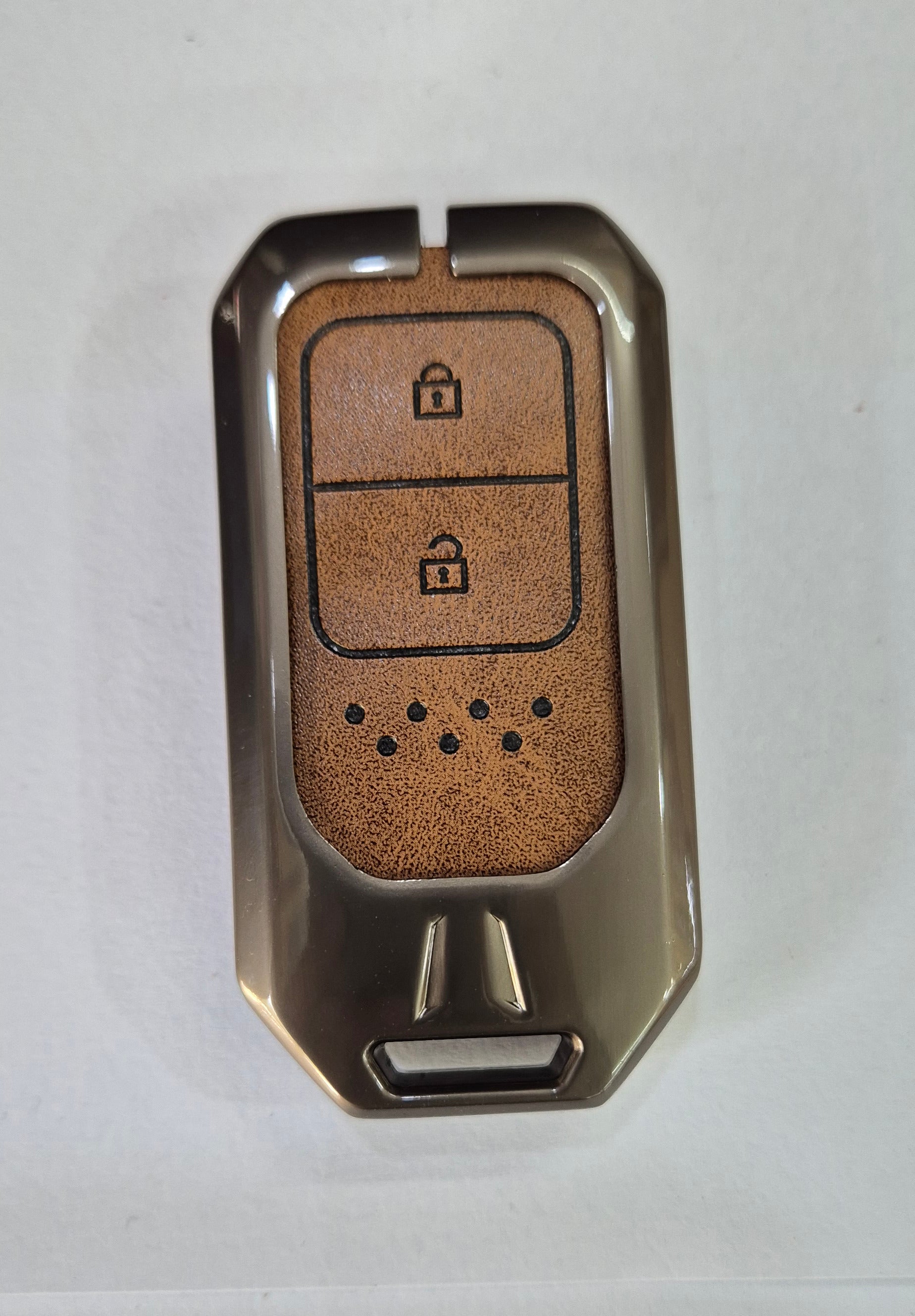ACTO Metal Leather Car key cover with key chain Compatible With Honda