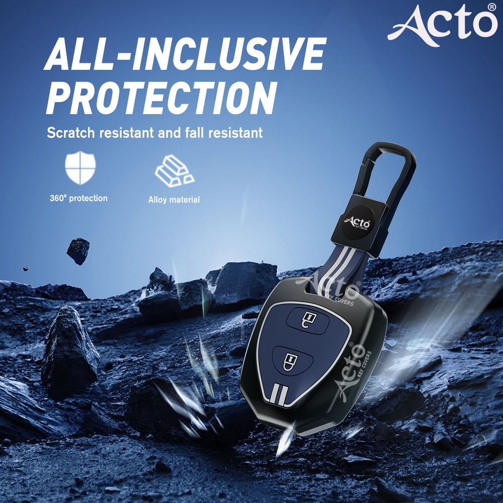 Acto Metal Sapphire Key Cover and Key chain Compatible with Toyota Camry, Corolla, Fortuner, Innova Pack of 1 Set (Glow in the Night)