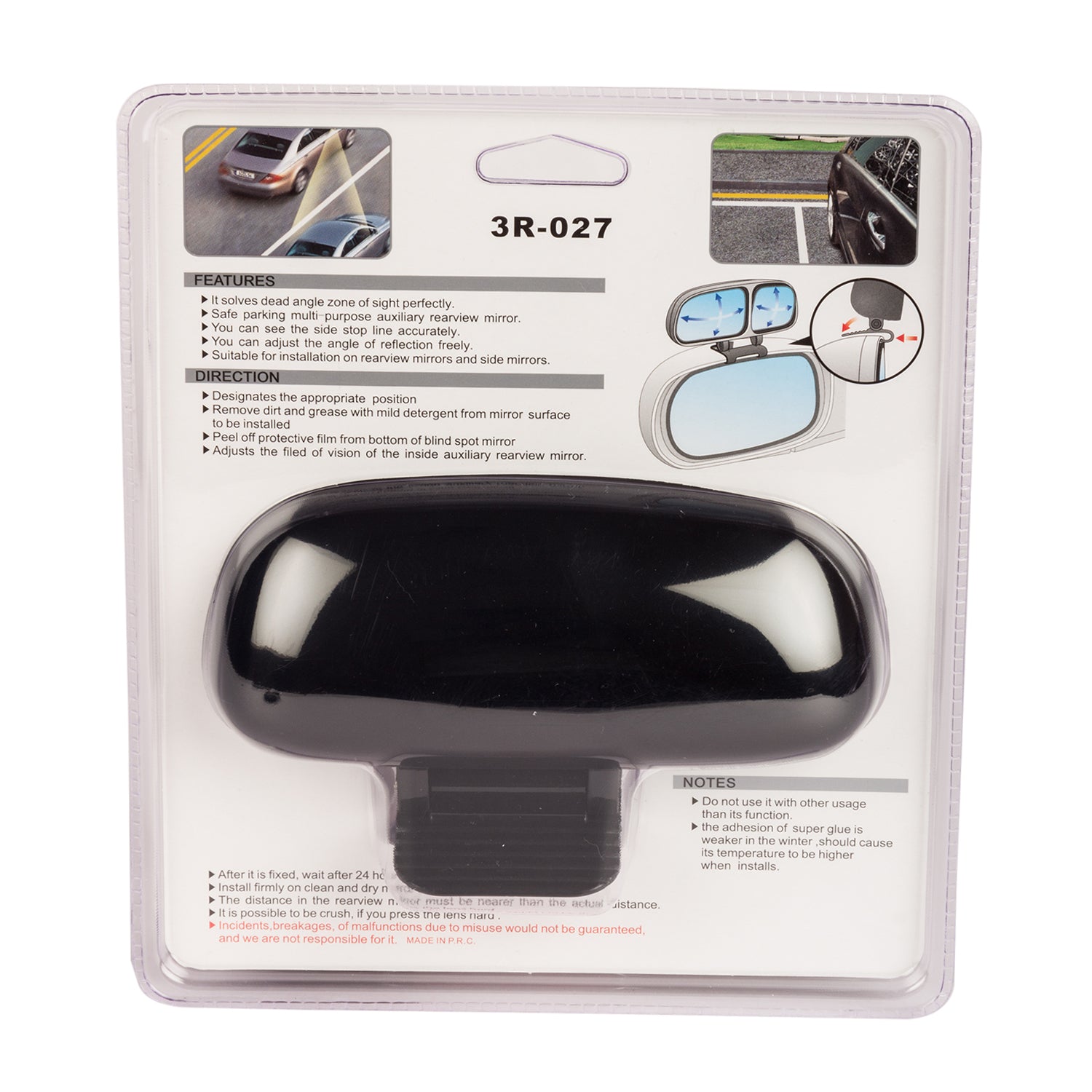 Car Blind Spot Mirrors Adjustable 360 Degree Wide Angle Rear Side View 3R Parking Mirror Left and Right - 2PC