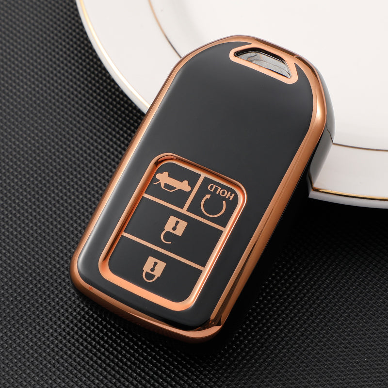 Acto TPU Gold Series Car Key Cover With TPU Gold Key Chain For Honda City