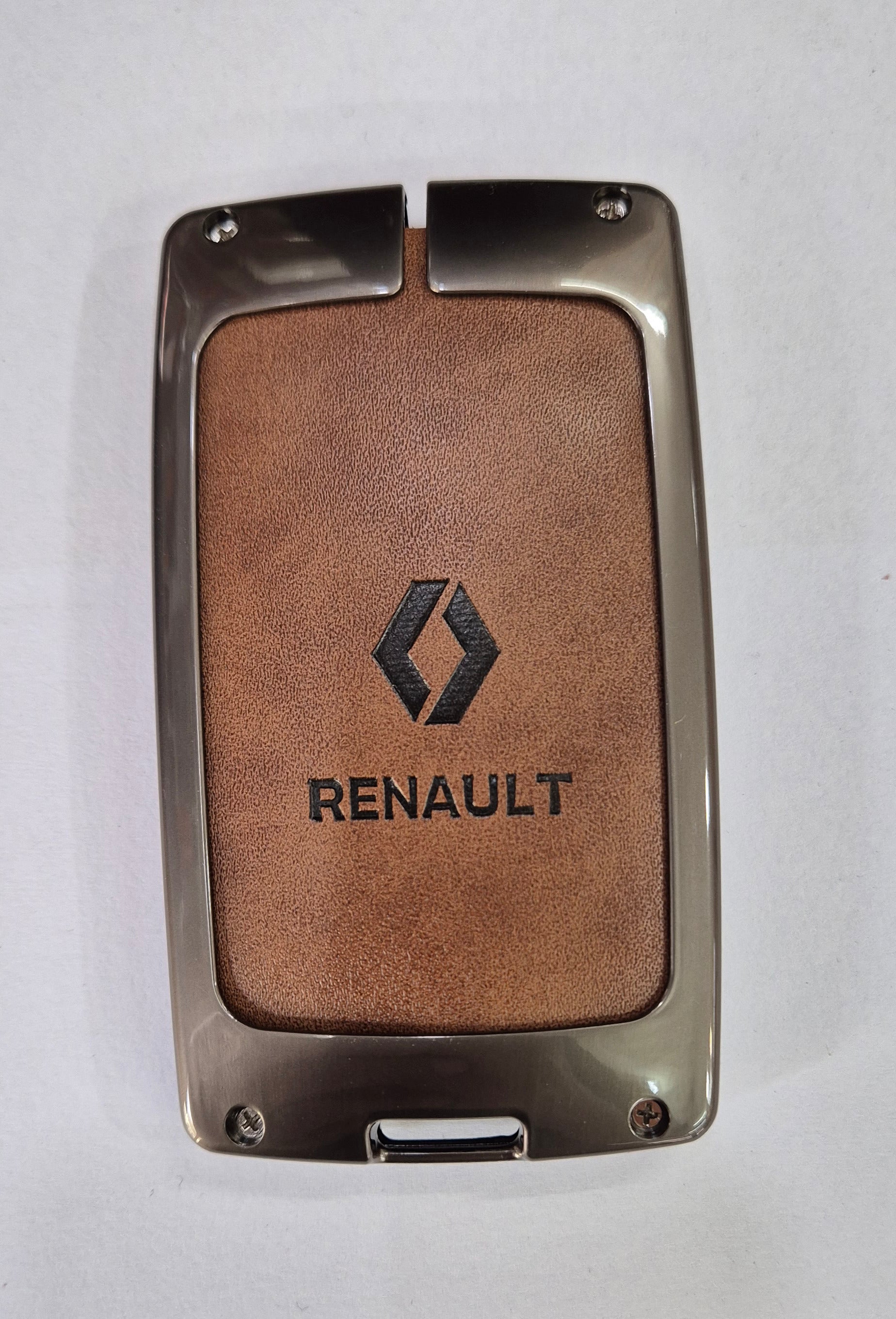 ACTO Metal Leather Car key cover with key chain Compatible With Renault