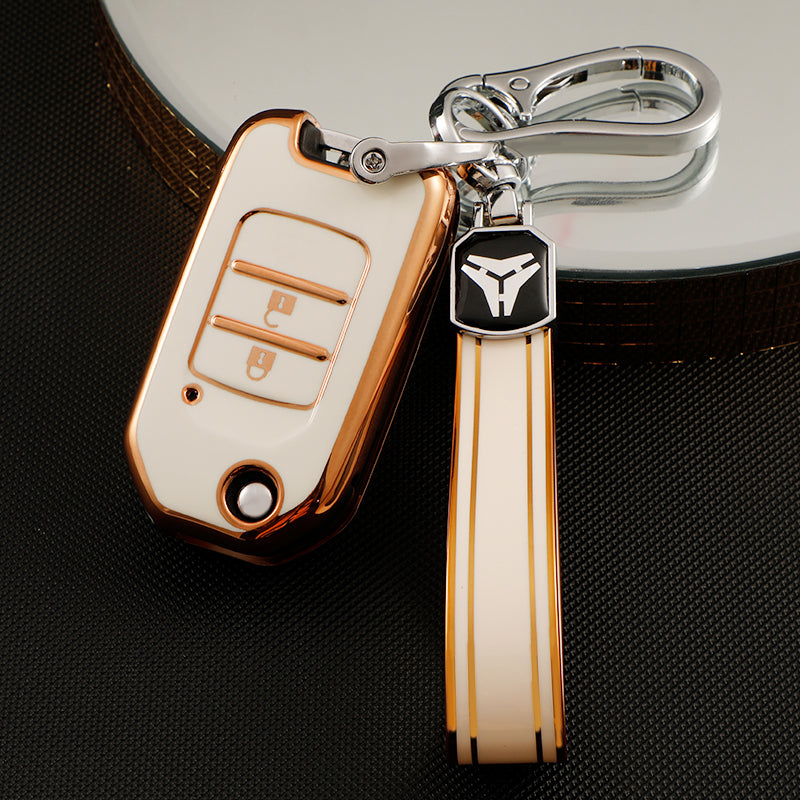 Acto TPU Gold Series Car Key Cover With TPU Gold Key Chain For Honda WR-V